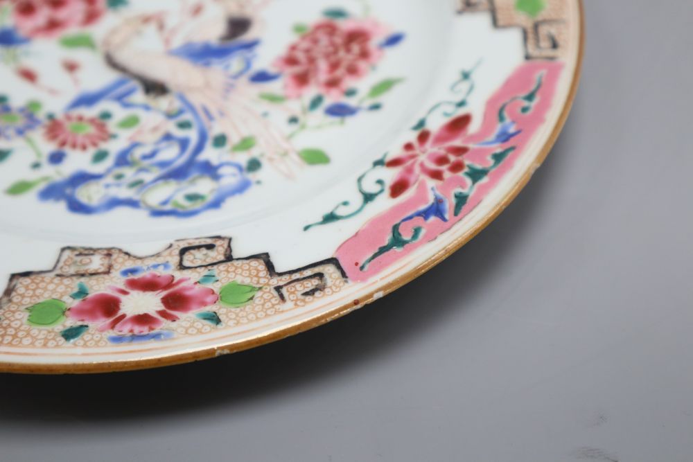 A Chinese Yongzheng famille rose dish, diameter 22cm